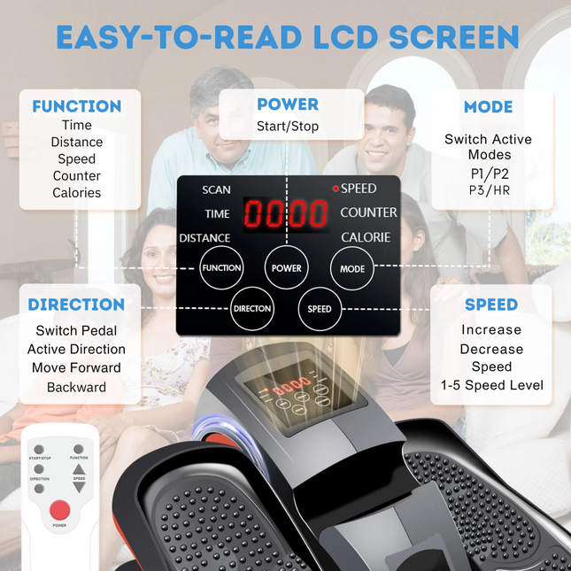 Under Desk Elliptical Leg Exerciser - Whisper-Quiet, LCD Tracking Cardio