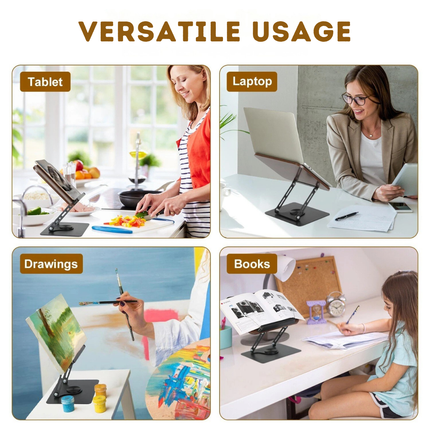 360° Foldable Reading Stand - Adjustable, Swivel Base, Portable Design