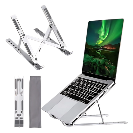 Aluminum Adjustable Laptop Stand - Ergonomic, Foldable, Vented Design