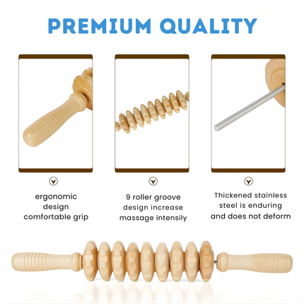 Wooden Fascia Massage Roller - Myofascial Release, Muscle Recovery Tool
