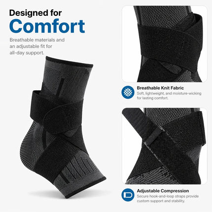 Adjustable Ankle Support Brace - Unisex Sports Joint Stabilizer, Sold as a Pair