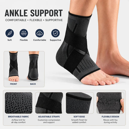 Adjustable Ankle Support Brace - Unisex Sports Joint Stabilizer, Sold as a Pair