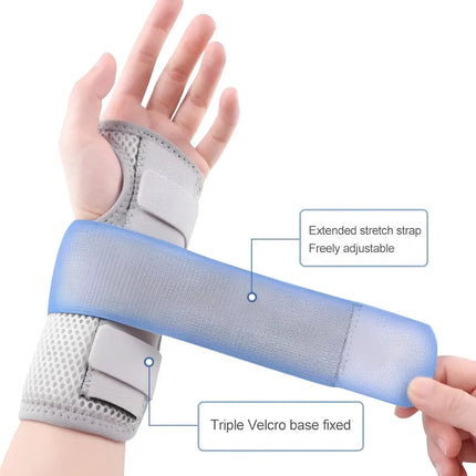 Adjustable Carpal Tunnel Wrist Brace - Rigid Splint, 3-Strap Support