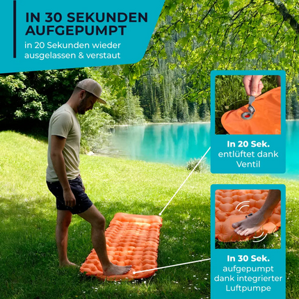 Ultralight Sleeping Mat - Integrated Pump, Ultra-Compact Backpacking Pad