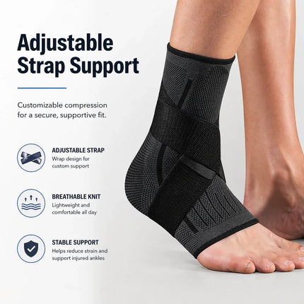 Adjustable Ankle Support Brace - Unisex Sports Joint Stabilizer, Sold as a Pair