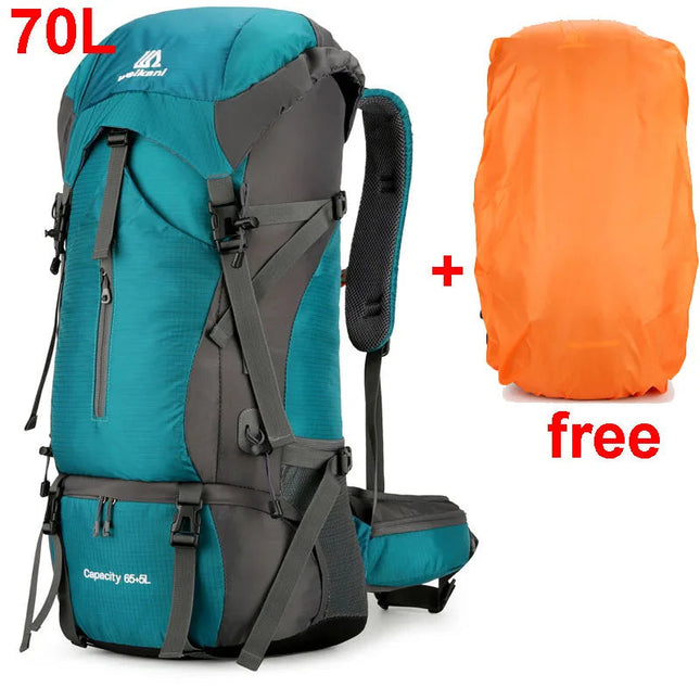 70L Trekking Backpack - Rain Cover, Shoe Compartment, Water-Repellent