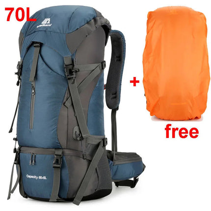 70L Trekking Backpack - Rain Cover, Shoe Compartment, Water-Repellent