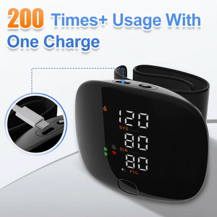 Automatic Digital Blood Pressure Monitor - Wrist Cuff, USB Rechargeable