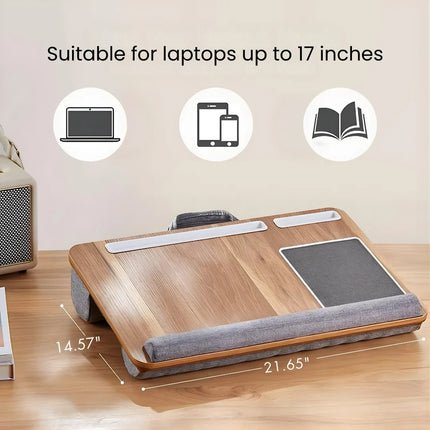 Bamboo Lap Desk with Pillow Cushion - Wide Bamboo Surface, Cushioned