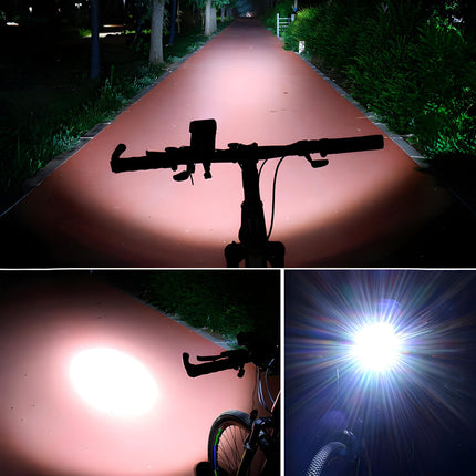 4-in-1 Bike Light Phone Mount - LED Headlight, Power Bank, Horn Combo