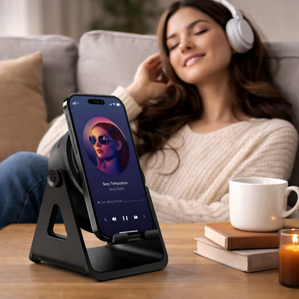 Bluetooth Speaker Stand - Wireless Charging, Induction Play, LED Lights