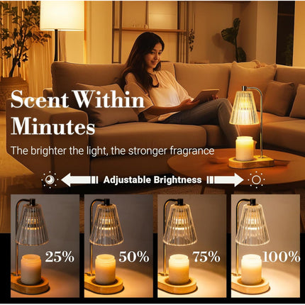 Top-Down Candle Warmer Lamp - Dimmable, Timer, Flameless Jar Melt