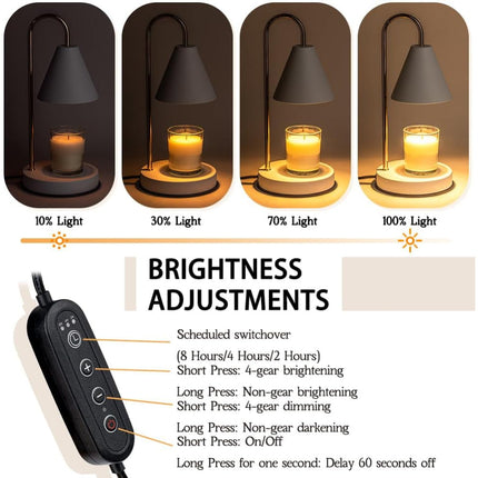 Top-Down Candle Warmer Lamp - Dimmable, Timer, Flameless Jar Melt