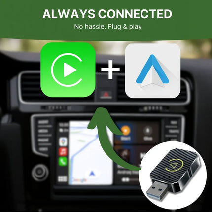 Wireless CarPlay Adapter - Android Auto Dongle, Plug-and-Play USB Kit