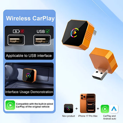 Wireless CarPlay Adapter - Dual Band USB and USB-C Dongle for iPhone