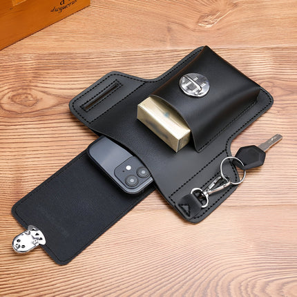 Belt Phone Holster Pouch - PU Leather Waist Carry Case for Phone & Cards