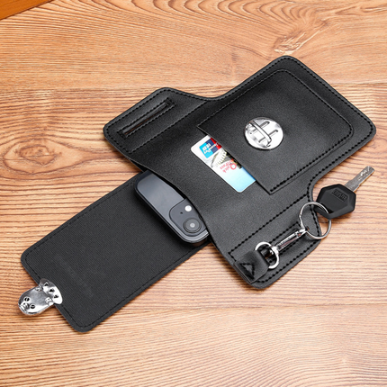 Belt Phone Holster Pouch - PU Leather Waist Carry Case for Phone & Cards