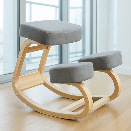 Ergonomic Kneeling Chair - Cushioned Knee Pads, Rocking Base, Wood Frame
