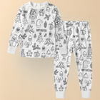 Kids Christmas Pajamas - Soft Cotton Coloring Set, Stretchy Holiday Fit