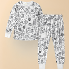 Kids Christmas Pajamas - Soft Cotton Coloring Set, Stretchy Holiday Fit