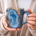 Blue Agate Geode Ceramic Coffee Mug - Stone Look Finish, 350ml, 5 Colors