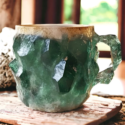 Blue Agate Geode Ceramic Coffee Mug - Stone Look Finish, 350ml, 5 Colors