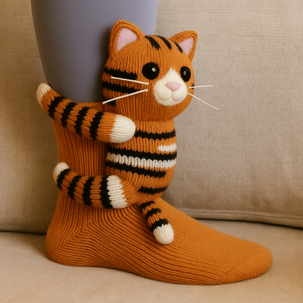 Fluffy Socks with Cute Animal Faces - Plush Non-Slip Winter House Socks