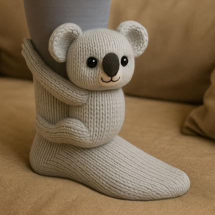 Fluffy Socks with Cute Animal Faces - Plush Non-Slip Winter House Socks