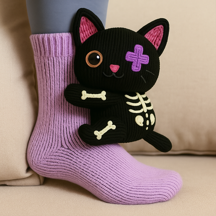 Fluffy Socks with Cute Animal Faces - Plush Non-Slip Winter House Socks