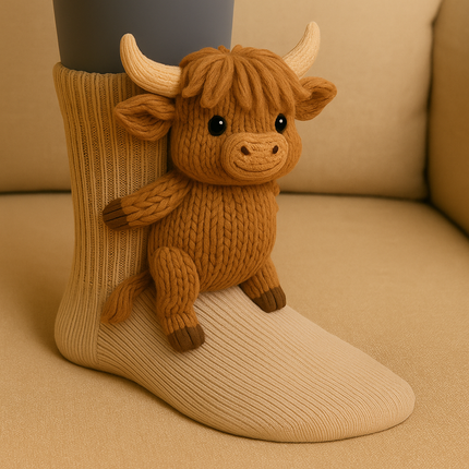 Fluffy Socks with Cute Animal Faces - Plush Non-Slip Winter House Socks