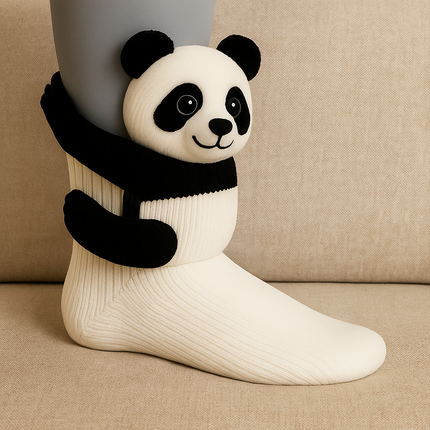 Fluffy Socks with Cute Animal Faces - Plush Non-Slip Winter House Socks