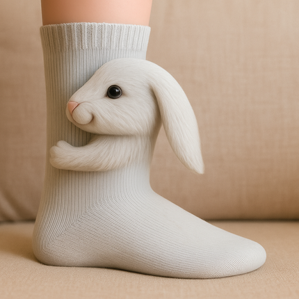 Fluffy Socks with Cute Animal Faces - Plush Non-Slip Winter House Socks