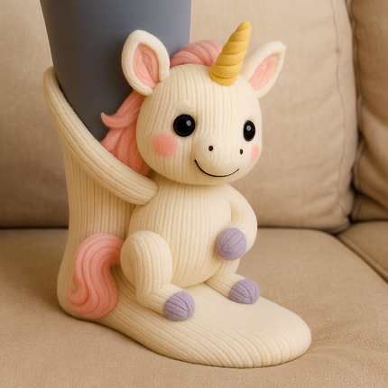 Fluffy Socks with Cute Animal Faces - Plush Non-Slip Winter House Socks