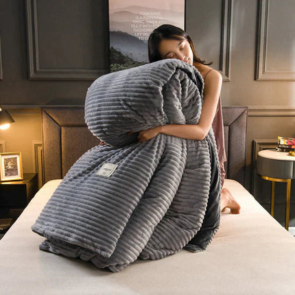 Fleece Duvet Cover Set - Soft Plush Bedding with Pillowcases for Winter