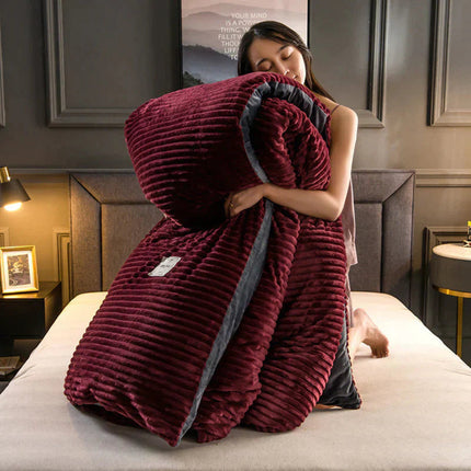 Fleece Duvet Cover Set - Soft Plush Bedding with Pillowcases for Winter