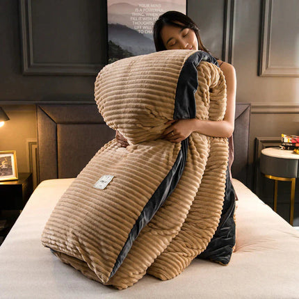 Fleece Duvet Cover Set - Soft Plush Bedding with Pillowcases for Winter
