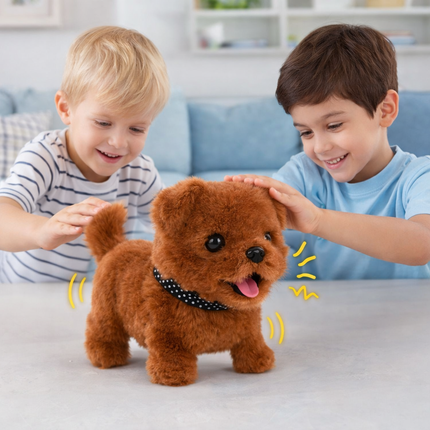 Interactive Robot Puppy Toy - Walks, Barks, Wags Tail, Plush Cover