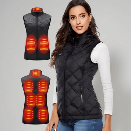 Heated Vest for Women, USB Powered, 9 Heating Zones, Stand-up Collar