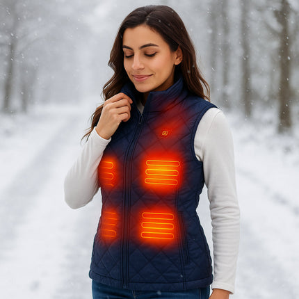 Heated Vest for Women, USB Powered, 9 Heating Zones, Stand-up Collar