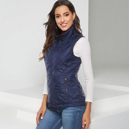 Heated Vest for Women, USB Powered, 9 Heating Zones, Stand-up Collar