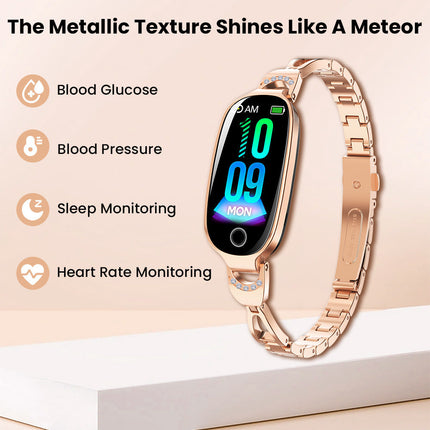 Elegant Diamond Smartwatch - Luxury Design, Fitness & Wellness Tracking