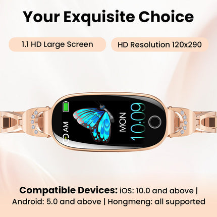 Elegant Diamond Smartwatch - Luxury Design, Fitness & Wellness Tracking