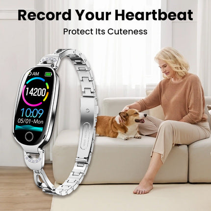 Elegant Diamond Smartwatch - Luxury Design, Fitness & Wellness Tracking