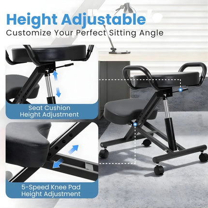 Kneeling Office Chair with Armrest - Ergonomic Seating, Office Comfort