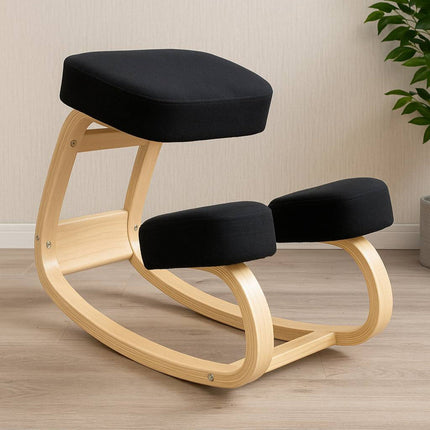 Ergonomic Kneeling Chair - Cushioned Knee Pads, Rocking Base, Wood Frame