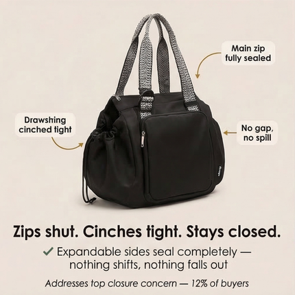 Everyday Tote Bag - 15-Pocket Organization, Convertible, Water-Resistant