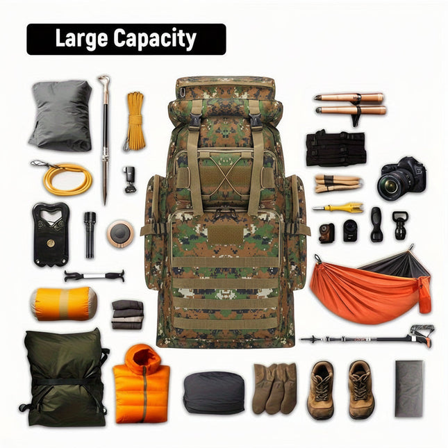 Large Capacity Tactical Hiking Backpack - Durable, Zippered Gear Daypack