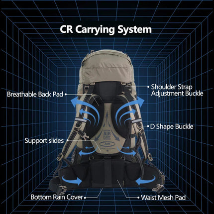 70L Hiking Backpack - Large Capacity, Durable Nylon, Outdoor Travel Pack