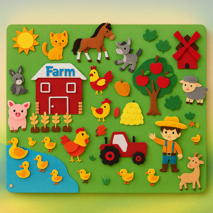 Wall-Mounted Felt Story Board - Interactive Scenes for Ages 2-5