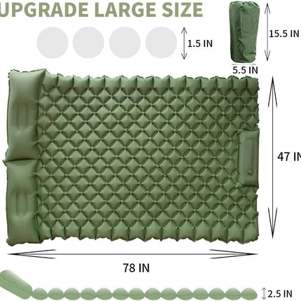 Ultralight Inflatable Sleeping Pad - TPU Coated, Double Wide, Packable